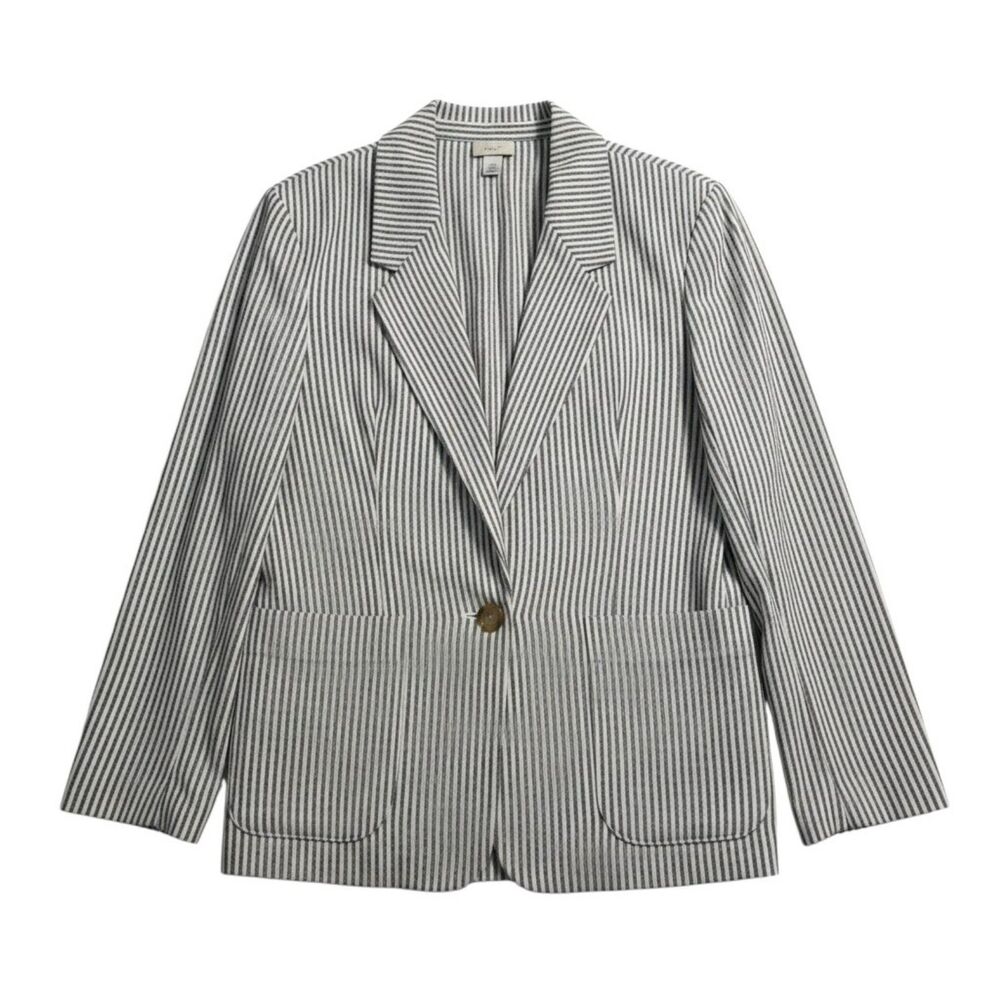A New Day Women’s Linen-Blend Striped Blazer Lightweight